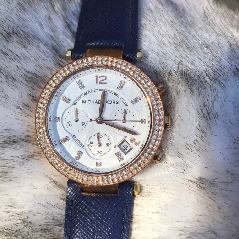 RARE/AUTHENTIC Michael Kors leather watch DIAMOND